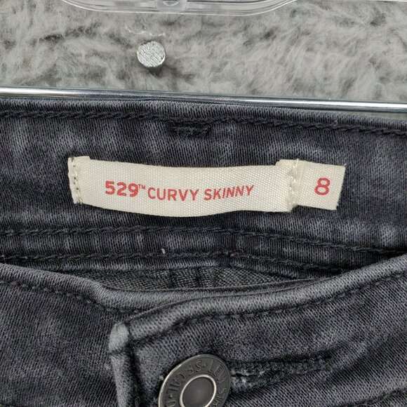 Levis Jeans Womens 29 Washed Black 529 Curvy Skinny Stretch Mid Rise - Picture 4 of 10